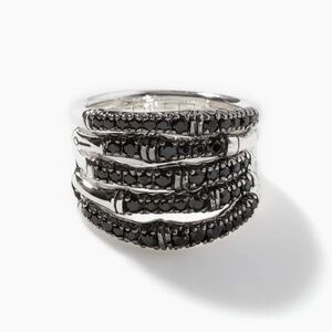 John Hardy Bamboo Ring, Sterling Silver, Pavé, Size 7